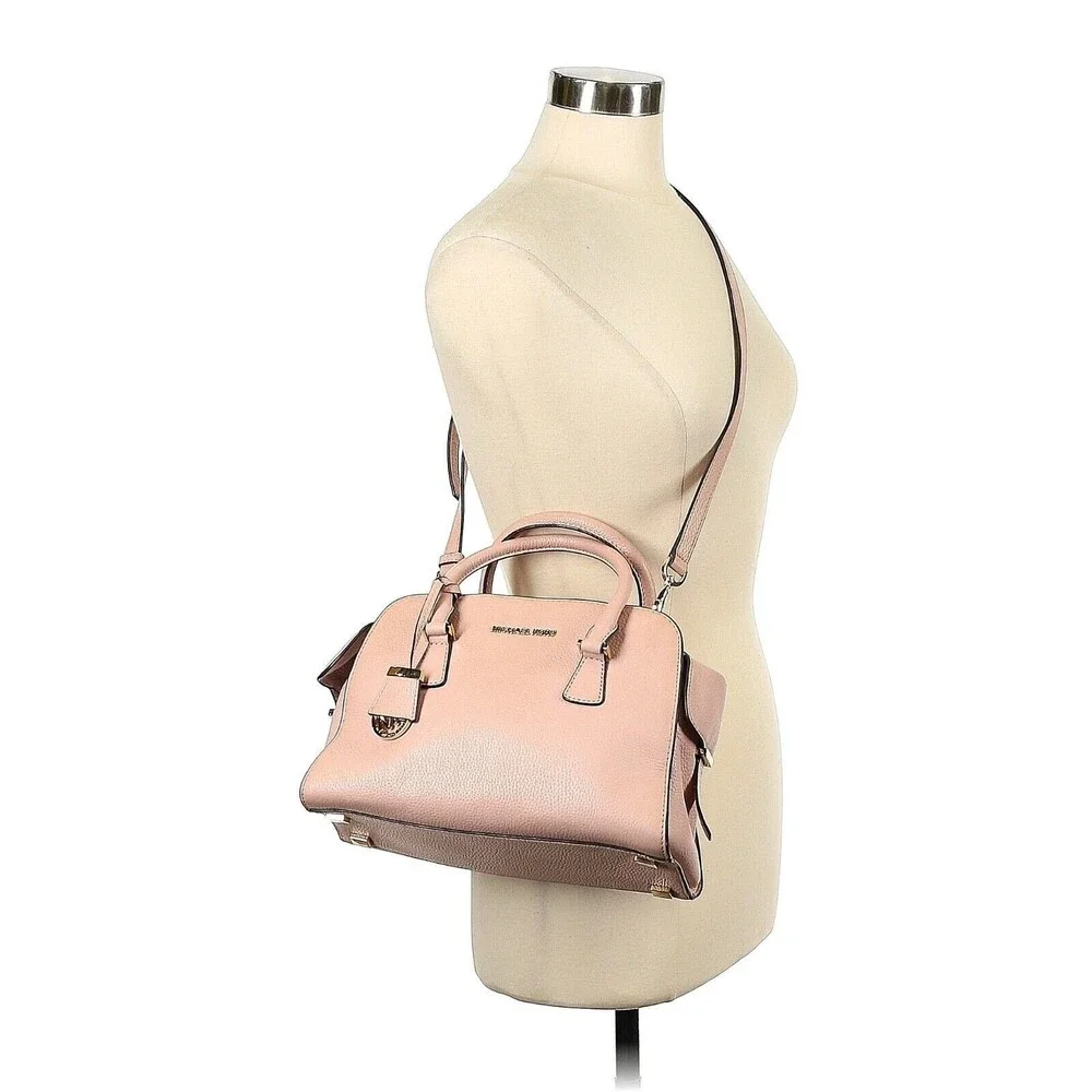 MICHAEL KORS Harper Blossom Baby Pink Leather Medium Satchel Crossbody Bag